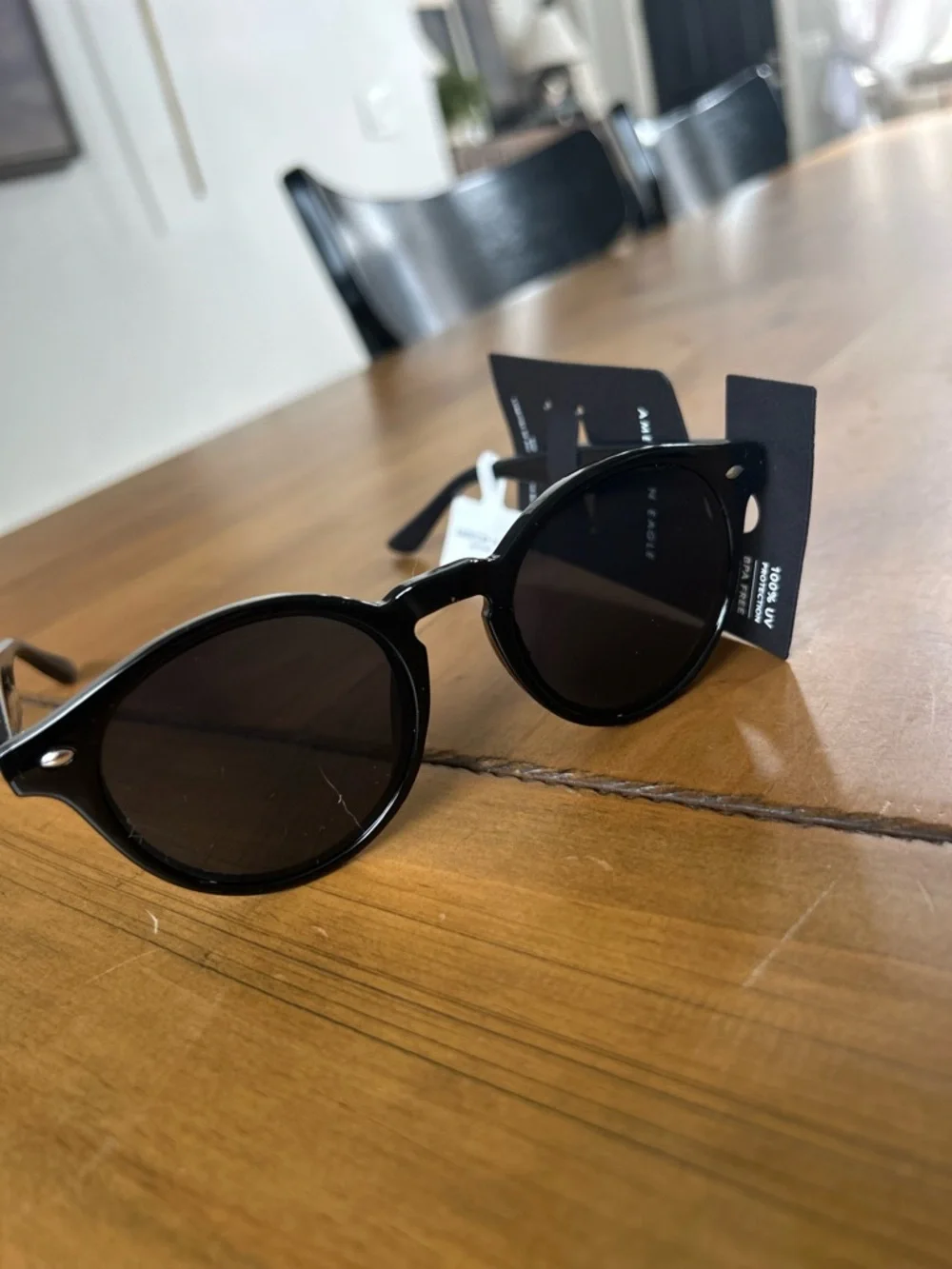 NWT AEO Black Round Sunglasses - Classic UV Protection‎